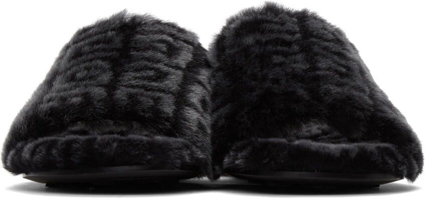 Givenchy Black Shearling Monogram Slippers - Picture 3