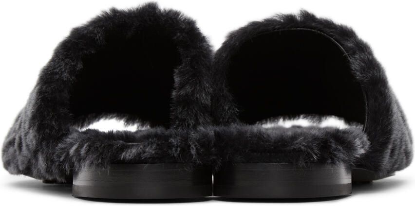 Givenchy Black Shearling Monogram Slippers - Picture 2