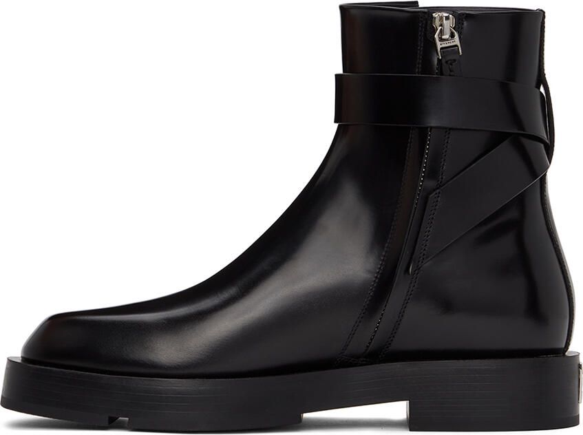 Givenchy Black Squared Buckle Ankle Boots - Picture 3