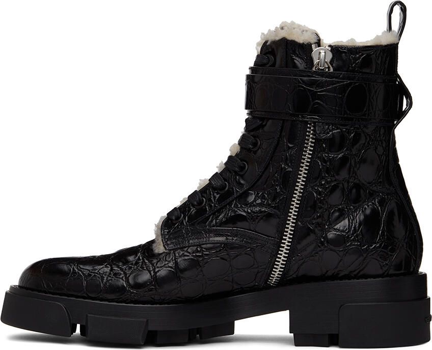 Givenchy Black Terra Shearling-Lined Combat Boots - Picture 3
