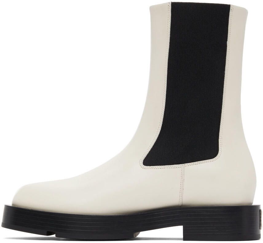 Givenchy Off-White Leather Squared Ankle Boots - Picture 2