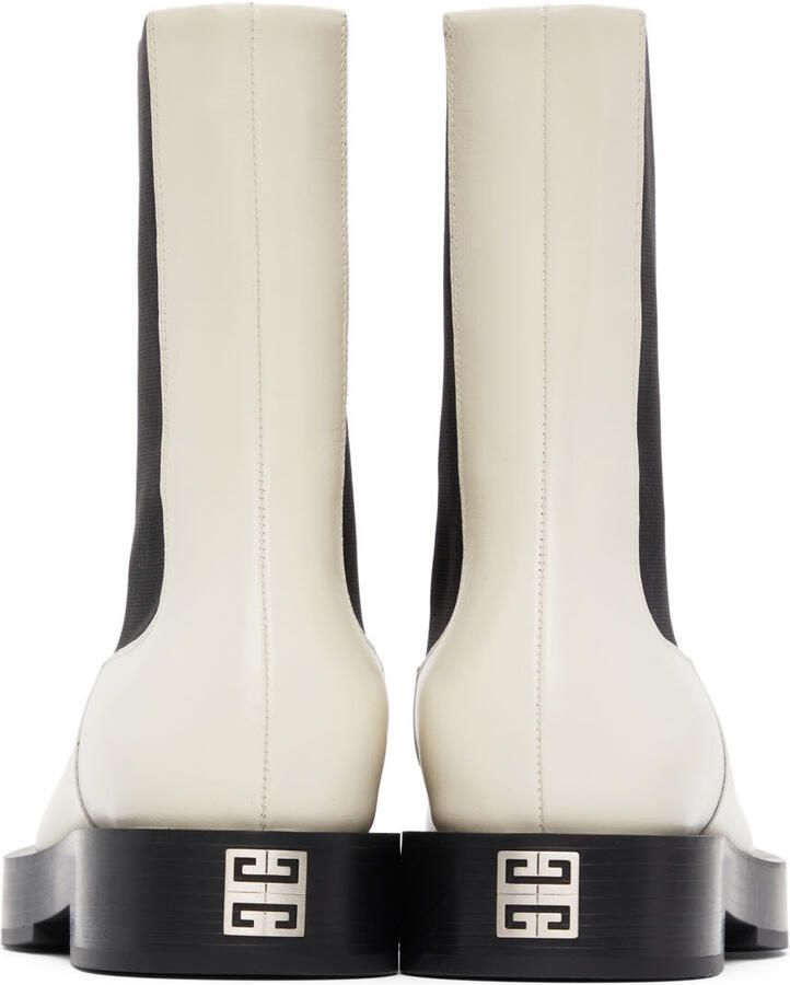 Givenchy Off-White Leather Squared Ankle Boots - Picture 3