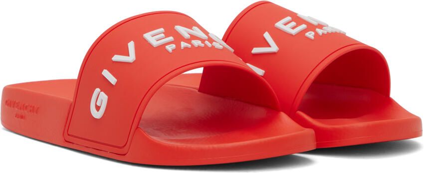 Givenchy Orange Embossed Slides - Picture 2