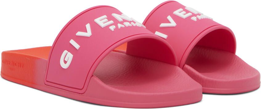Givenchy Pink & Orange Embossed Slides - Picture 2