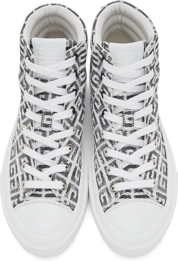 Givenchy White 4G Jacquard City Sneakers - Picture 3