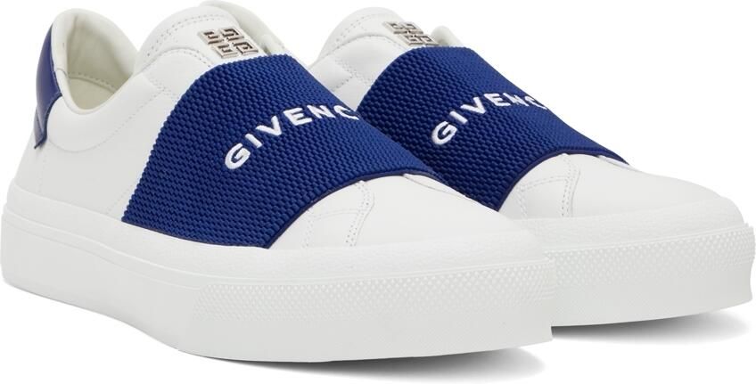 Givenchy White & Blue City Sport Low-Top Sneakers - Picture 2