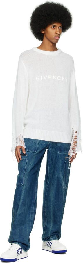 Givenchy White & Blue G4 Sneakers - Picture 4