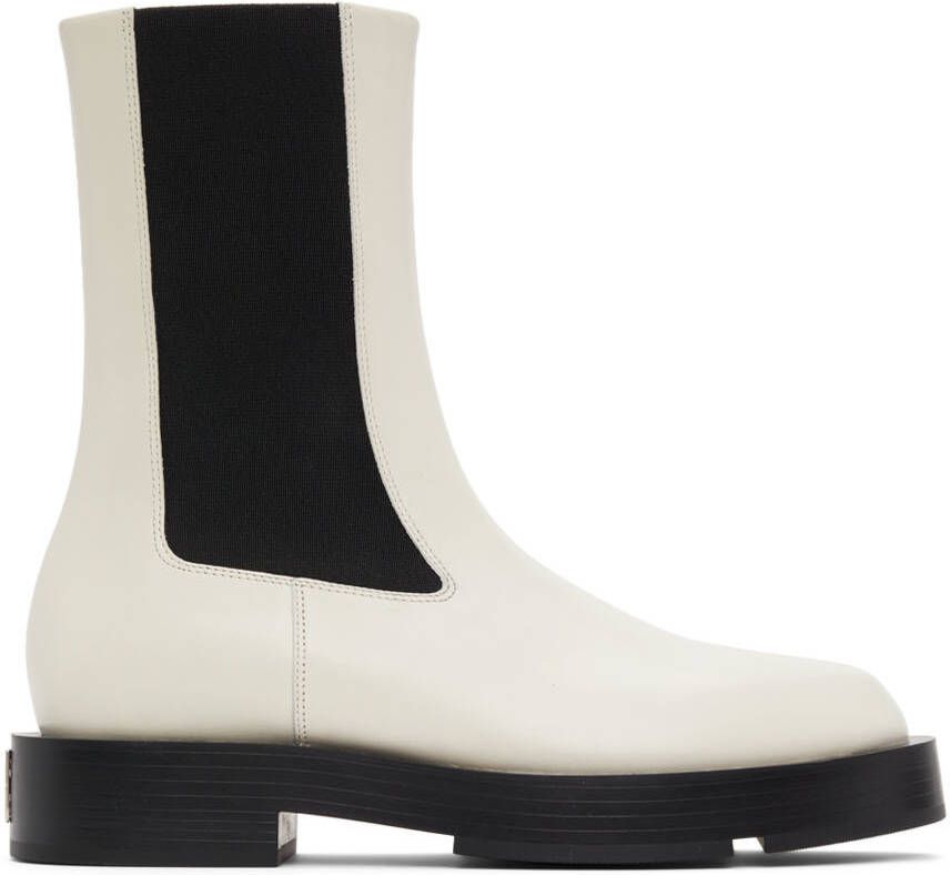 Givenchy Off-White Leather Squared Ankle Boots - Picture 5