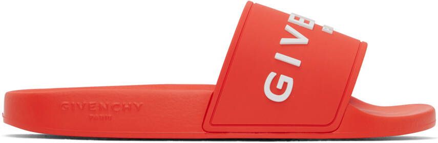 Givenchy Orange Embossed Slides - Picture 5