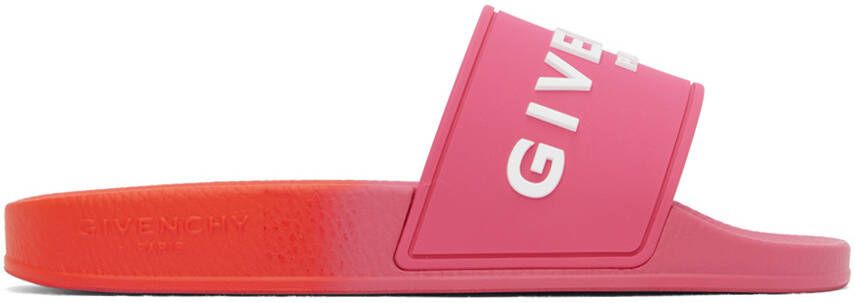 Givenchy Pink & Orange Embossed Slides - Picture 4