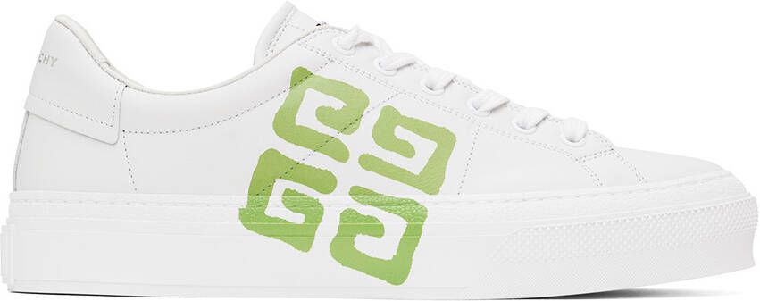 Givenchy White & Green City Sport Sneakers