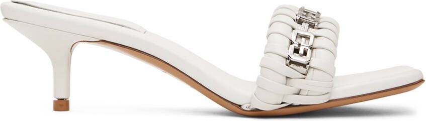 Givenchy White G Woven Heeled Sandals - Picture 5