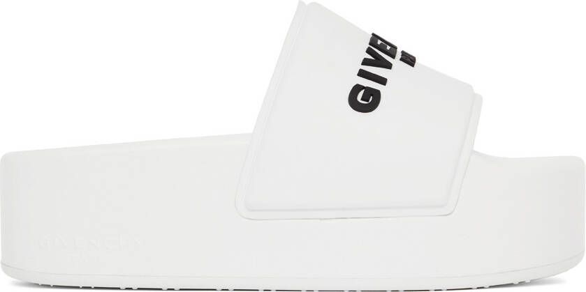 Givenchy White Logo Platform Sandals - Picture 3
