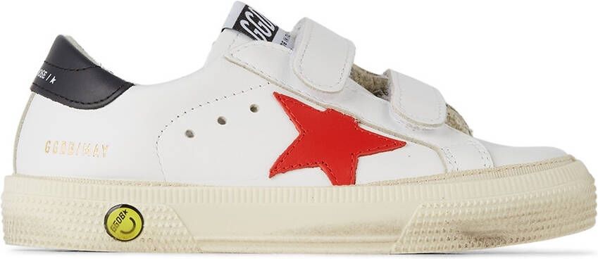 Golden Goose Baby White & Red May School Velcro Sneakers - Picture 4