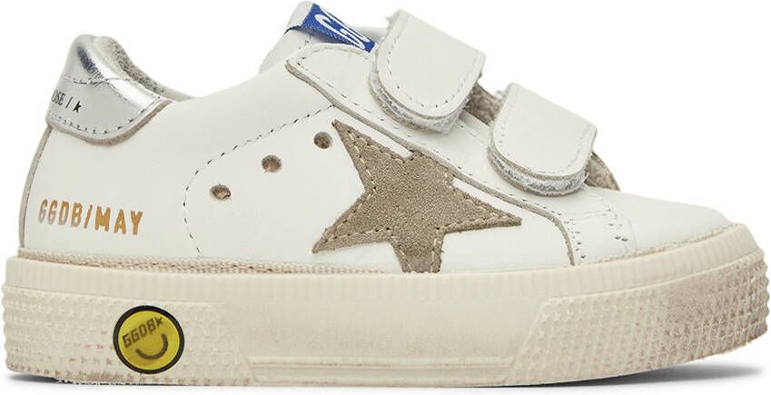 Golden Goose Baby White & Taupe May School Sneakers - Picture 4