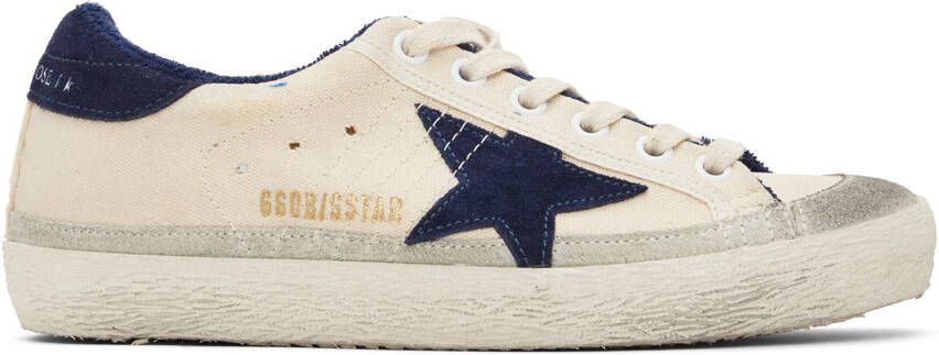 Golden Goose Beige & Blue Super-Star Classic Sneakers - Picture 5