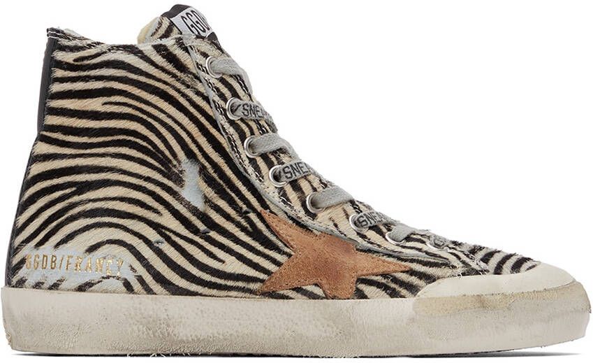 Golden Goose Black & Off-White Francy Zebra Sneakers - Picture 5