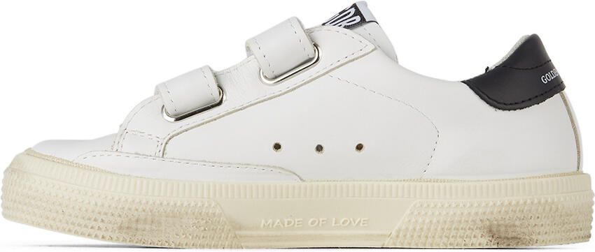 Golden Goose Baby White & Red May School Velcro Sneakers - Picture 3