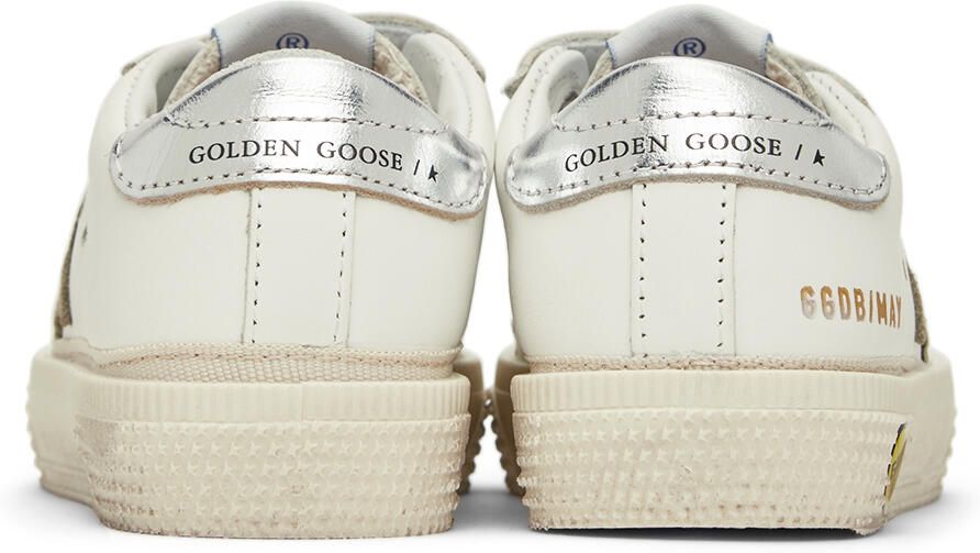Golden Goose Baby White & Taupe May School Sneakers