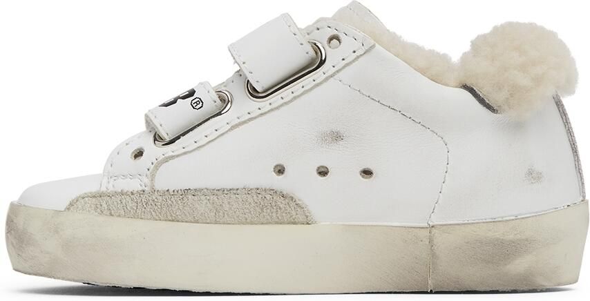 Golden Goose Baby White Shearling Old School Velcro Sneakers - Picture 2