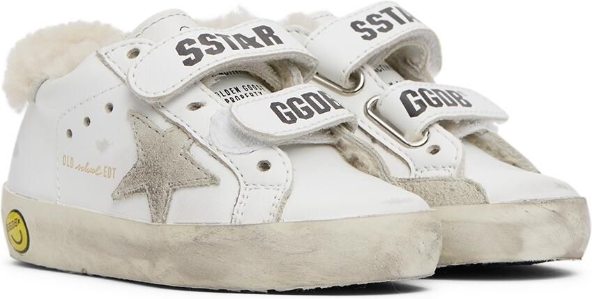 Golden Goose Baby White Shearling Old School Velcro Sneakers - Picture 3