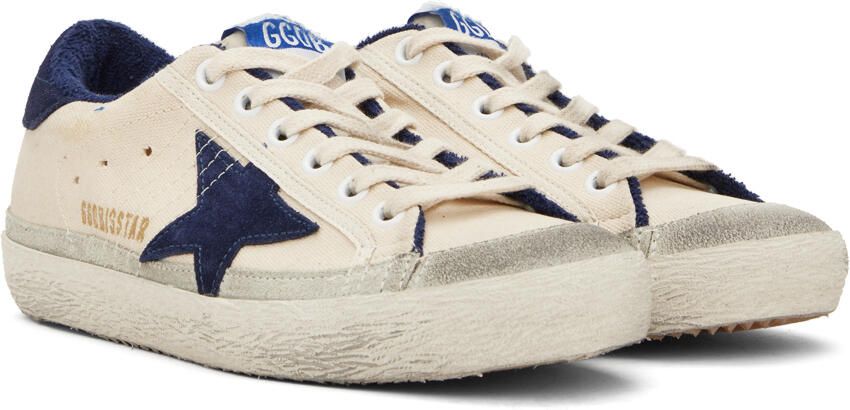 Golden Goose Beige & Blue Super-Star Classic Sneakers - Picture 2