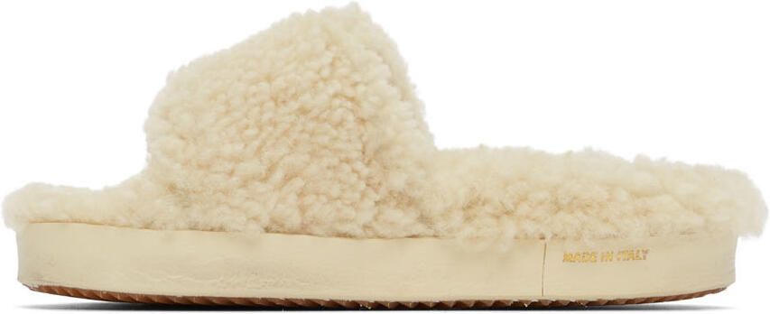 Golden Goose Beige Shearling Sandals - Picture 4