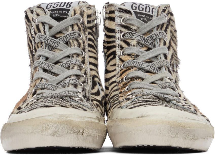 Golden Goose Black & Off-White Francy Zebra Sneakers - Picture 3