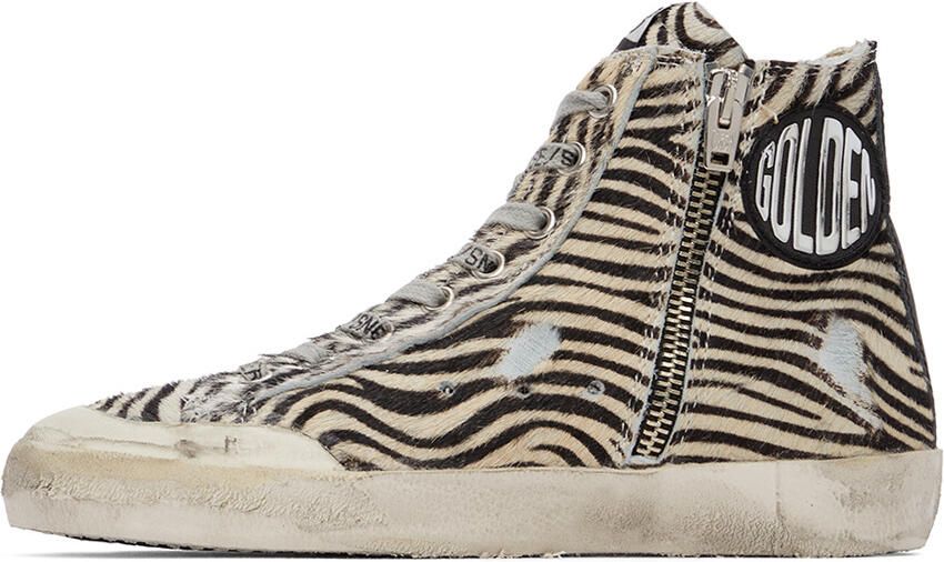 Golden Goose Black & Off-White Francy Zebra Sneakers - Picture 4