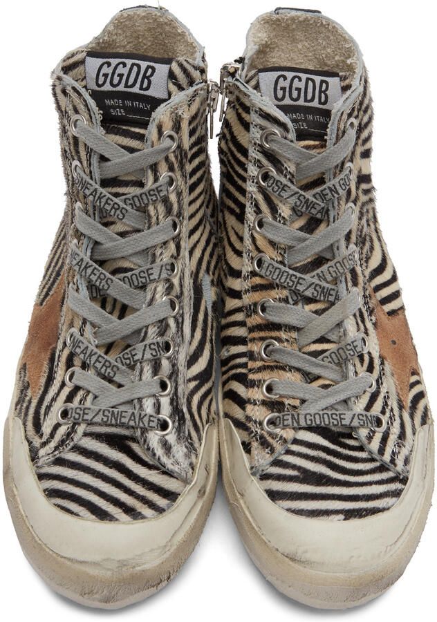 Golden Goose Black & Off-White Francy Zebra Sneakers - Picture 2