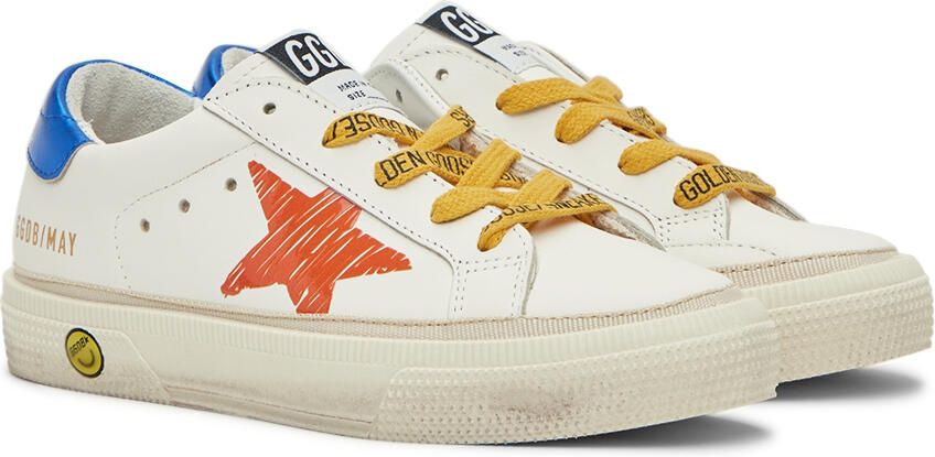 Golden Goose Kids White & Orange May Print Star Sneakers - Picture 2