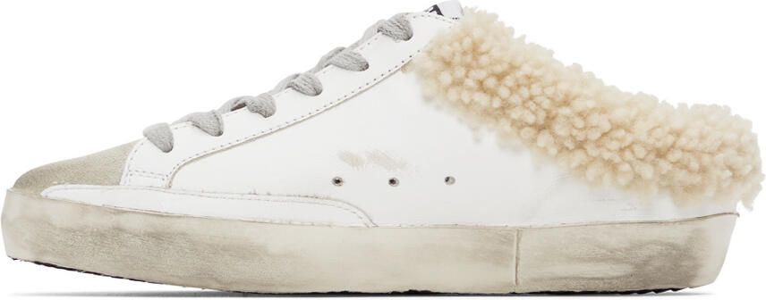 Golden Goose SSENSE Exclusive White & Black Shearling Super-Star Sneakers - Picture 4