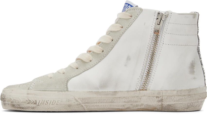 Golden Goose SSENSE Exclusive White & Gray Slide Sneakers - Picture 3