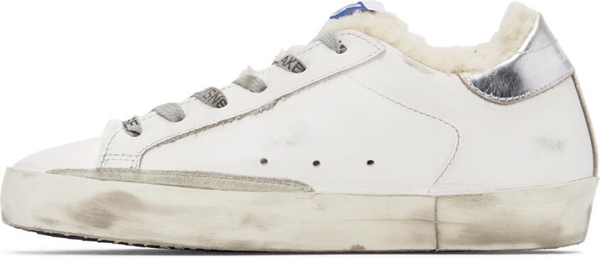 Golden Goose SSENSE Exclusive White & Silver Super-Star Shearling Sneakers - Picture 4