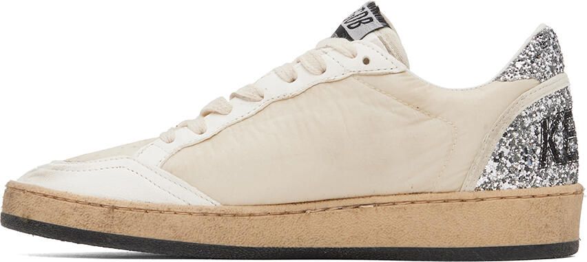 Golden Goose White & Beige Ball Star Sneakers - Picture 3