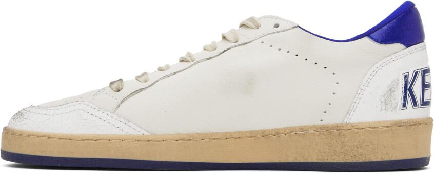 Golden Goose White & Blue Ball Star Sneakers - Picture 3