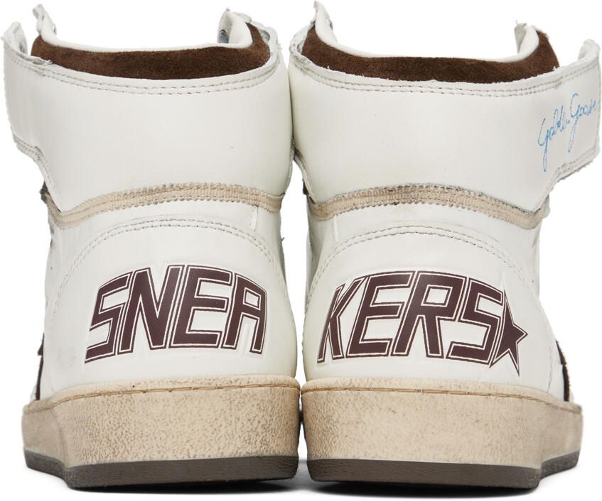 Golden Goose White & Brown Sky-Star Sneakers