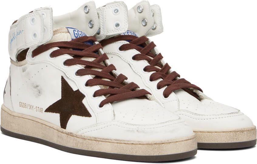 Golden Goose White & Brown Sky-Star Sneakers - Picture 2