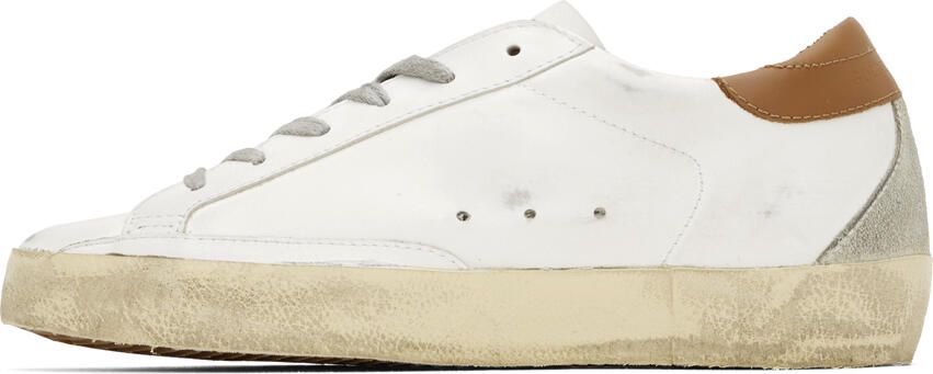Golden Goose White & Brown Super-Star Classic Sneakers - Picture 3