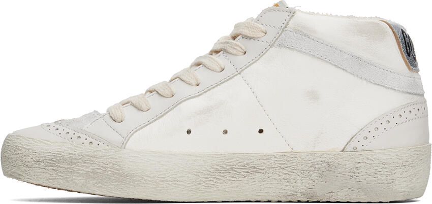 Golden Goose White & Gray Mid Star Sneakers - Picture 3