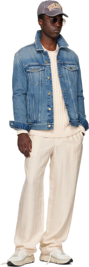 Golden Goose White & Gray Running Sole Sneakers - Picture 4