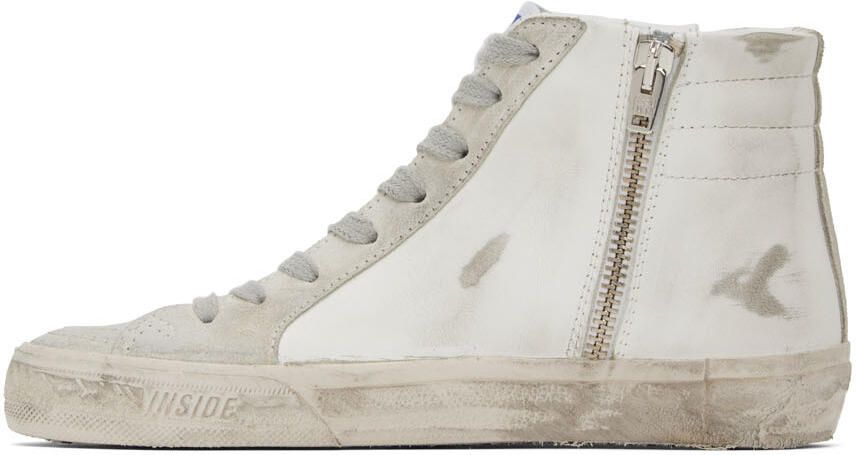Golden Goose White & Gray Slide Classic High-Top Sneakers - Picture 3