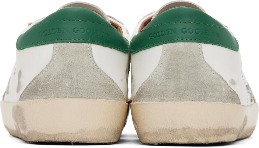 Golden Goose White & Green Super-Star Sneakers