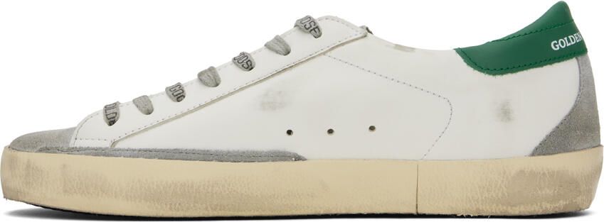 Golden Goose White & Green Super-Star Sneakers - Picture 3