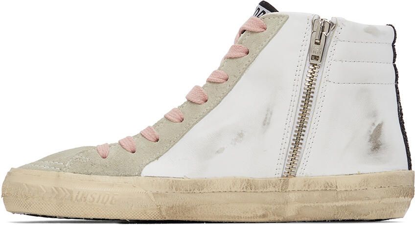 Golden Goose White & Grey Slide Sneakers - Picture 4