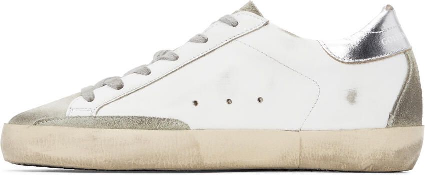 Golden Goose White & Grey Super-Star Classic Sneakers - Picture 4