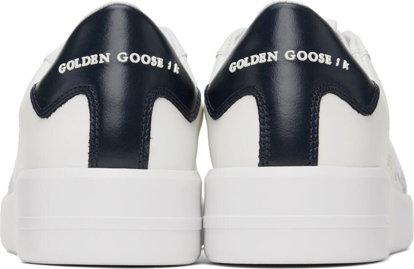 Golden Goose White & Navy Purestar Sneakers