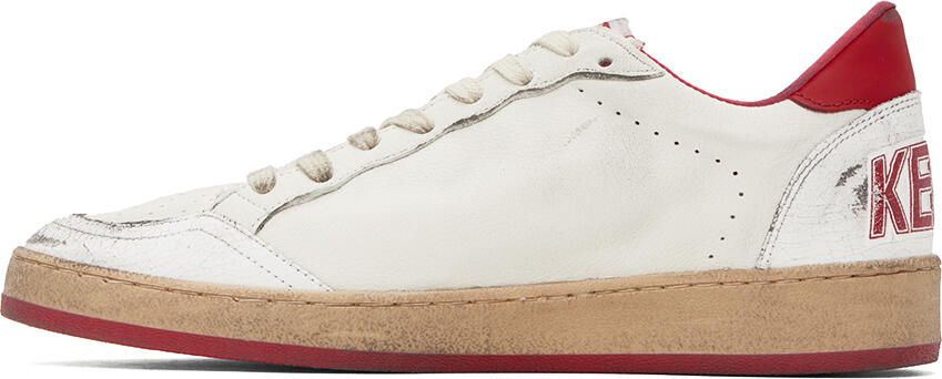 Golden Goose White & Red Ball Star Sneakers - Picture 3