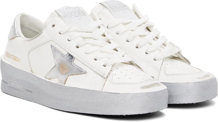 Golden Goose White & Silver Stardan Sneakers - Picture 2