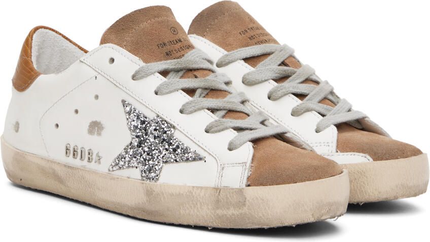 Golden Goose White & Tan Super-Star Sneakers - Picture 2